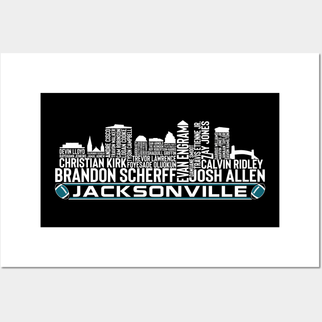 Jacksonville Football Team 23 Player Roster, Jacksonville City Skyline Wall Art by Legend Skyline